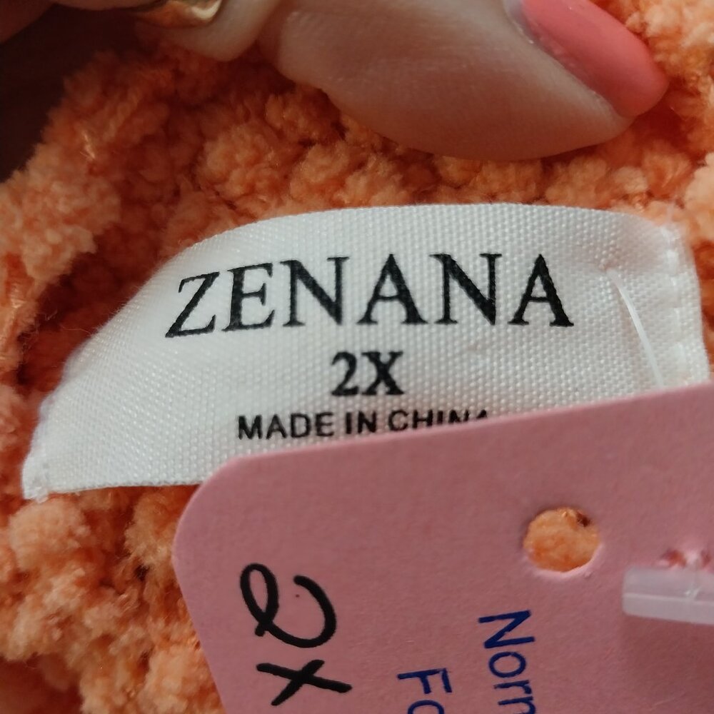 3560 Size 2X Zenana Peach Popcorn Texture Cardigan Sweater. - Picture 4 of 5